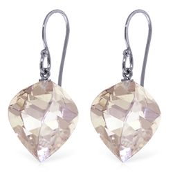 14k White Gold 25.60ct White Topaz Fish Hook Earrings