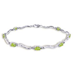 14K .01ct DIAMONDS & 2.0ct PERIDOTS TENNIS BRACELET