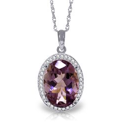 14k Solid Gold 5.10ct Amethyst & Diamond Necklace