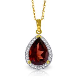 14k Solid Gold 3.90ct Garnet & Diamond Necklace