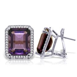 11.6ct 14k White Gold Amethyst Diamond Earrings