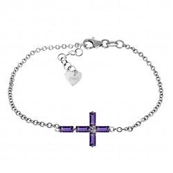 1.15ct 14k White Gold Horizontal Cross Amethyst Bracelet