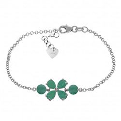 14K White Gold 2.15ct & 1.0ct Emerald Flower Bracelet