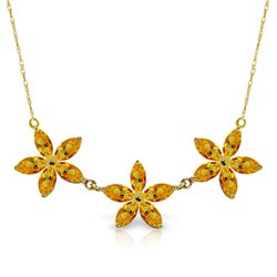 14K Y. GOLD 4.20ct MARQUIS CITRINE FLOWER NECKLACE
