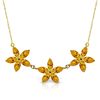 Image 1 : 14K Y. GOLD 4.20ct MARQUIS CITRINE FLOWER NECKLACE