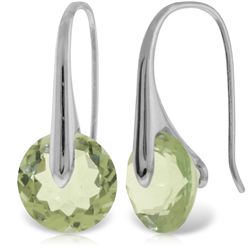 14k WG 11.50ct Green Amethyst Fish Hook Earrings