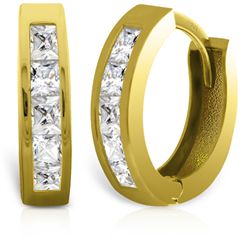 14k Solid Gold Princess Cut Diamond Huggie Earrings