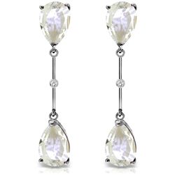 14K White Gold 6.0ct White Topaz & Diamond Earring