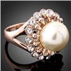 Image 1 : Gorgeous Pearl and Crystal Cocktail Ring, Rose Gol