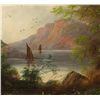 Image 1 : 19th C Oil on Board Landscape w/ Sailboats