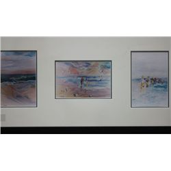 Three sea side water paintings hand signed by M Briggs.