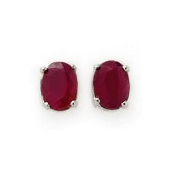 Genuine 3.10 ctw Ruby Stud Earrings 14kt Gold-White