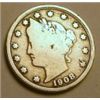 Image 1 : 1908 LIBERTY "V" NICKEL RED BOOK VALUE IS $3.00+ *NICE EARLY VERY GOOD GRADE*!!
