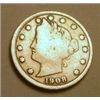 Image 1 : 1908 LIBERTY "V" NICKEL RED BOOK VALUE IS $3.00+ *NICE EARLY VERY GOOD GRADE*!!