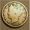 Image 1 : 1902 LIBERTY "V" NICKEL RED BOOK VALUE IS $3.00+ *NICE EARLY VERY GOOD GRADE*!!