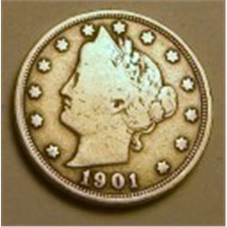 1901 LIBERTY "V" NICKEL RED BOOK VALUE IS $3.00+ *NICE EARLY VERY GOOD GRADE*!!