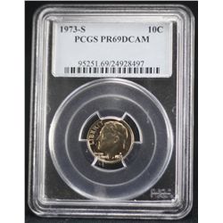 1973 Roosevelt Dime PCGS PR69DCAM