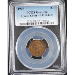 1907 Indian Cent Pcgs AU Details