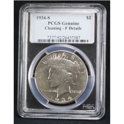 1934-S Peace Dollar PCGS F
