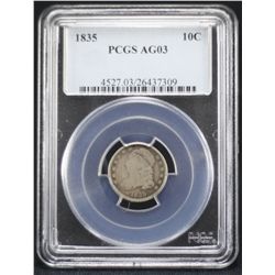 1835 Capped Bust Dime PCGS AG03