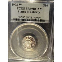 1998-W American Eagle $10 Platinum PCGS PR69DCAM