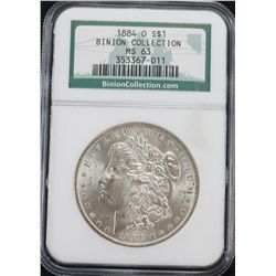 1884-O Morgan Binion Coll. NGC MS63