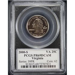 2000-S Virginia 25c PCGS PR69DCAM