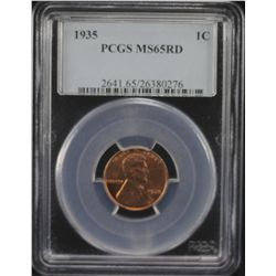 1935 Lincoln Wheat Cent PCGS MS65 RD
