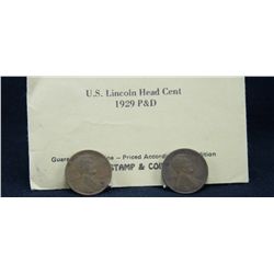 1929 P & D Lincoln Penny - 2 coins