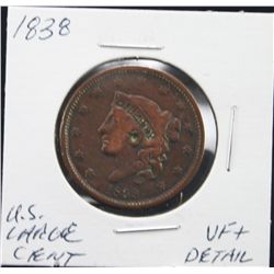 1838 Large Cent VF+