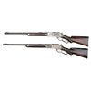 Image 2 : EXTRAORDINARILY RARE CASED PAIR OF ENGLISH MARKED WINCHESTER MODEL 1876 LEVER ACTION DELUXE EXPRESS