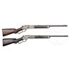 Image 3 : EXTRAORDINARILY RARE CASED PAIR OF ENGLISH MARKED WINCHESTER MODEL 1876 LEVER ACTION DELUXE EXPRESS