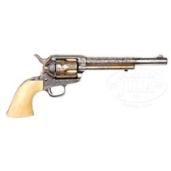 FINE AND IMPORTANT CUNO A. HELFRICHT ENGRAVED COLT SINGLE ACTION REVOLVER, SILVER- AND GOLD-PLATED W