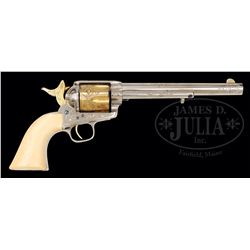 RECENTLY DISCOVERED EXTREMELY RARE ENGRAVED NICKEL & GOLD COLT SINGLE ACTION ARMY REVOLVER.