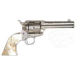 RARE AND EXCEPTIONAL ENGRAVED ETCHED PANEL COLT FRONTIER SIX SHOOTER SINGLE ACTION ARMY REVOLVER.