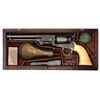 Image 1 : RARE CASED ENGRAVED & INSCRIBED COLT MODEL 1851 NAVY PERCUSSION REVOLVER.