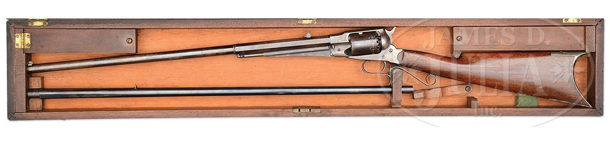 VERY RARE, VERY EARLY CASED REMINGTON REVOLVING RIFLE WITH EXTRA ...