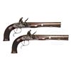 Image 3 : MAGNIFICENT RENWICK-LOCKE AMERICAN GOLD INLAID FLINTLOCK DUELING PISTOLS BY JAMES HASLETT, BALTIMORE