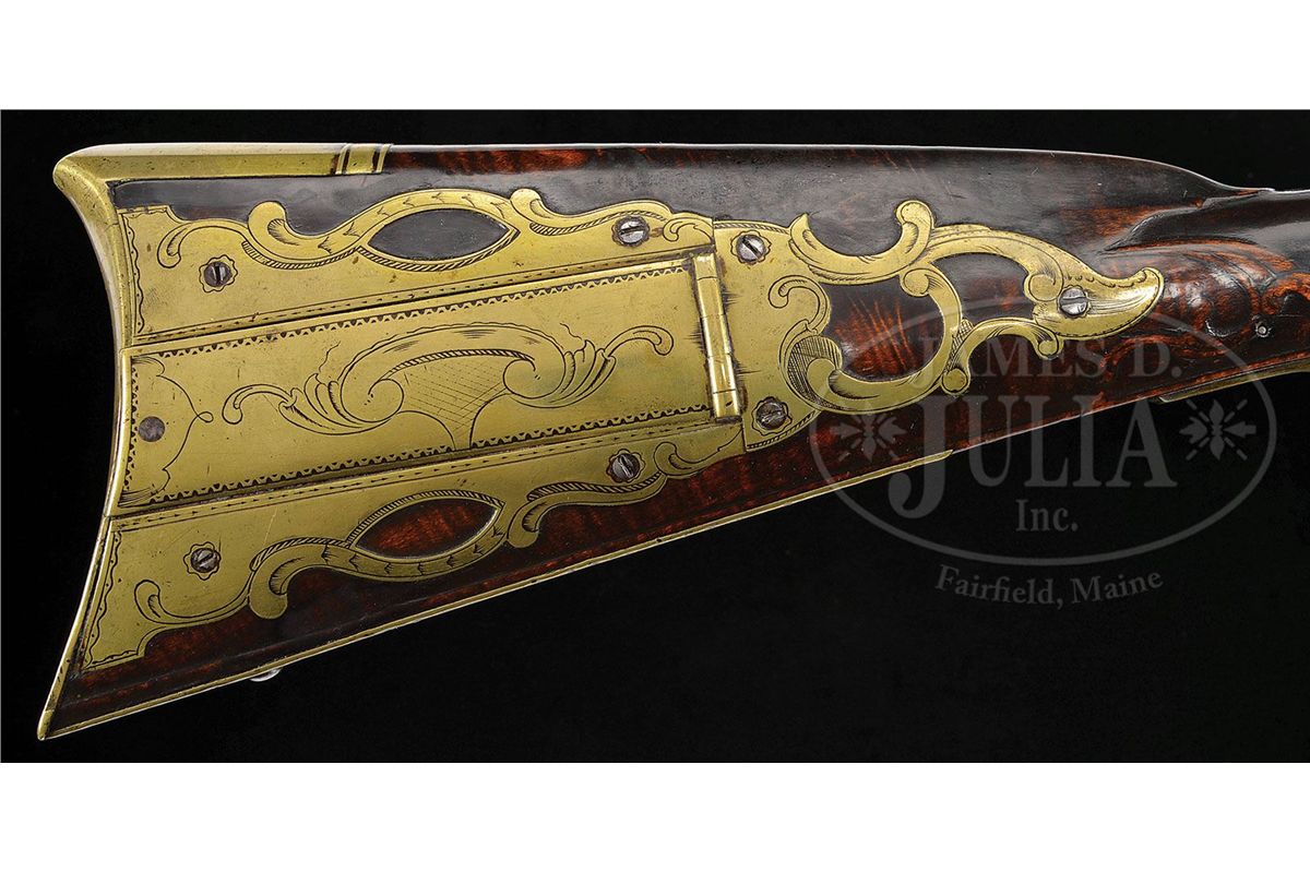 SUPERB RELIEF CARVED FLINTLOCK JOHN ARMSTRONG KENTUCKY RIFLE, BELIEVED ...