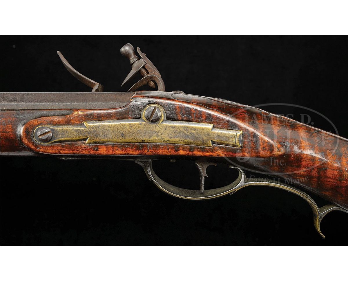 RELIEF CARVED CURLY MAPLE RIFLE ATTRIBUTED TO LANCASTER GUNSMITH JOHN HAGA.