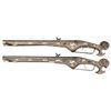 Image 2 : VERY ATTRACTIVE DECORATIVE PAIR OF SCROLL BUTTED WHEEL LOCK HOLSTER PISTOLS, 17th CENTURY AND LATER.
