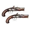 Image 1 : PAIR OF CONTINENTAL FLINTLOCK POCKET PISTOLS WITH CANNON BARRELS CIRCA 1790.