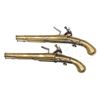 Image 2 : PAIR OF ALL METAL BRASS WITH SILVER INLAY SCOTTISH PISTOLS BY JOHN CAMPBELL OF DOUNE.
