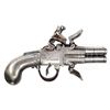 Image 1 : RARE AND UNUSUAL 4-BARRELED ALL STEEL CONTINENTAL TURNOVER FLINTLOCK PISTOL INSCRIBED MICHEL LEPAGE.