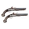 Image 1 : PAIR OF SILVER MOUNTED FLINTLOCK OFFICER'S PISTOLS BY RICHARD WILSON, CIRCA 1770.