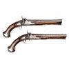 Image 1 : INTERESTING PAIR OF 18TH CENTURY SILVER MOUNTED CONVERTED TO PERCUSSION JAMES FREEMAN PISTOLS.