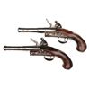 Image 2 : FINE AND RARE PAIR OF SILVER MOUNTED ENGLISH FLINTLOCK HALF STOCK TURNOFF PISTOLS BY R. WELFORD (RIC
