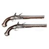 Image 1 : PAIR OF FULL SILVER MOUNTED ENGLISH FLINTLOCK PISTOLS BY JOHN HARVEY OF EXETER CIRCA 1780.