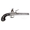 Image 1 : JOSEPH BUNNEY DOUBLE BARREL TURN-OFF SILVER MOUNTED PISTOL.