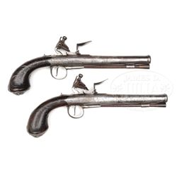 UNUSUAL PAIR OF ENGLISH FLINTLOCK BOXLOCK PISTOLS BY COLLIS OF OXFORD (JOHN COLLIS 1782-1798) CIRCA 